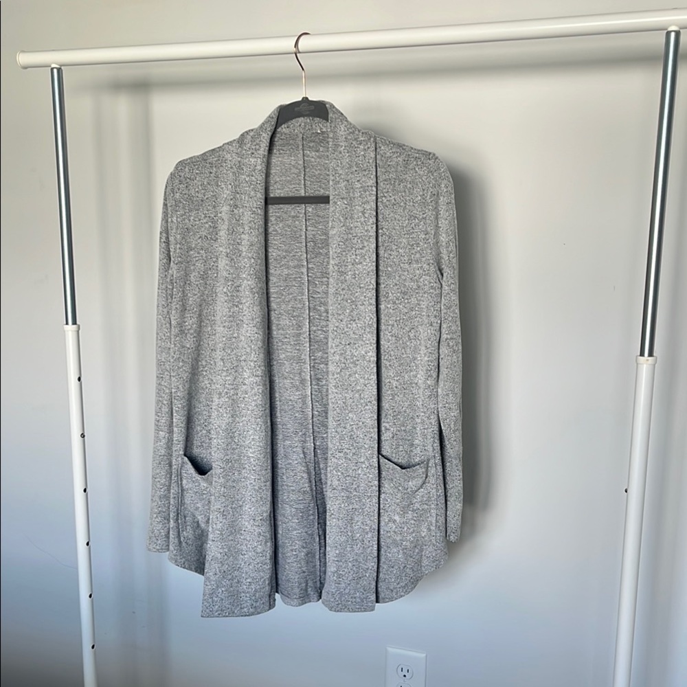 LOFT Gray Open Front Cardigan